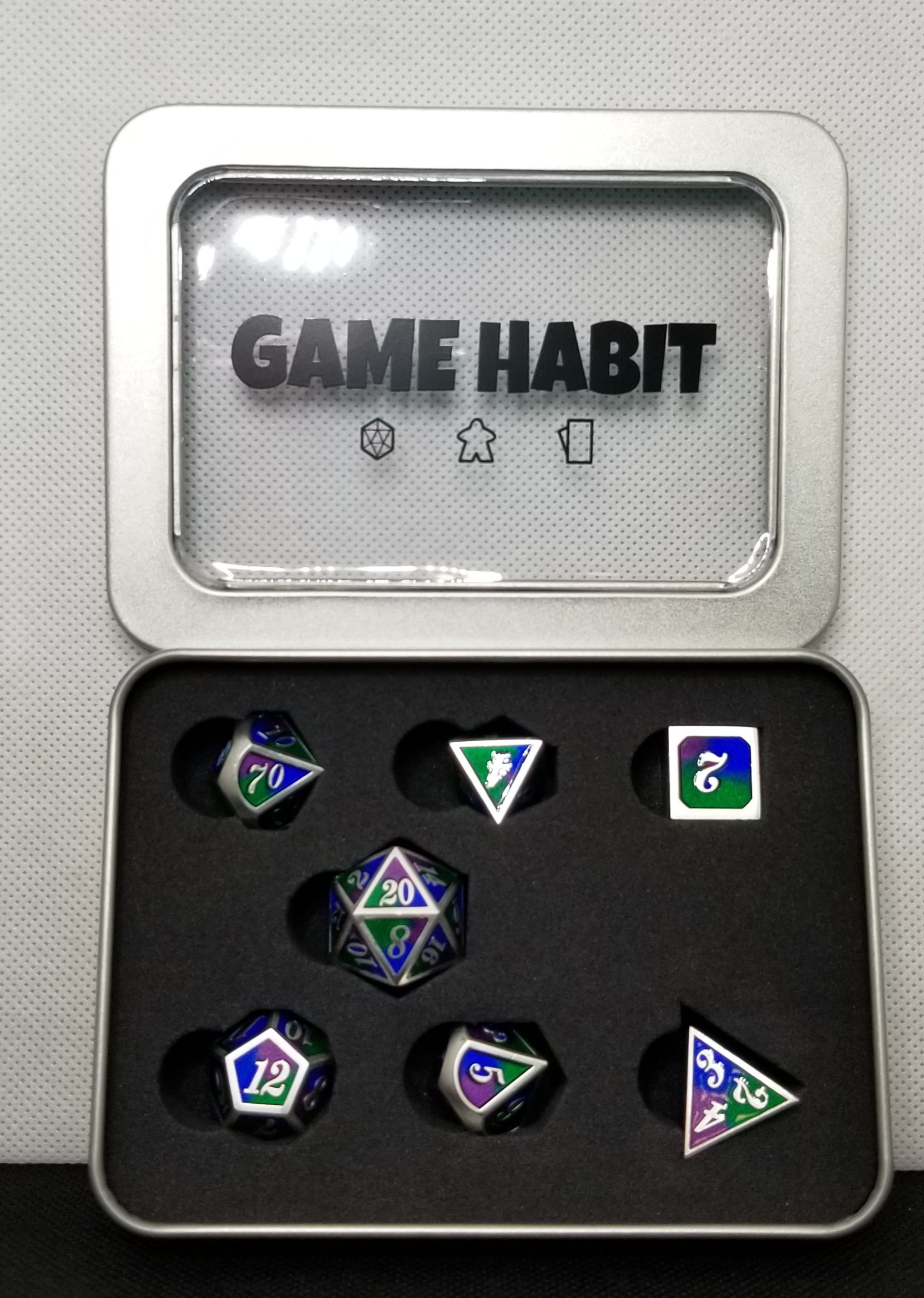 Game Habit Peacock Feathers Poly 7 Dice Set | Odin's Place