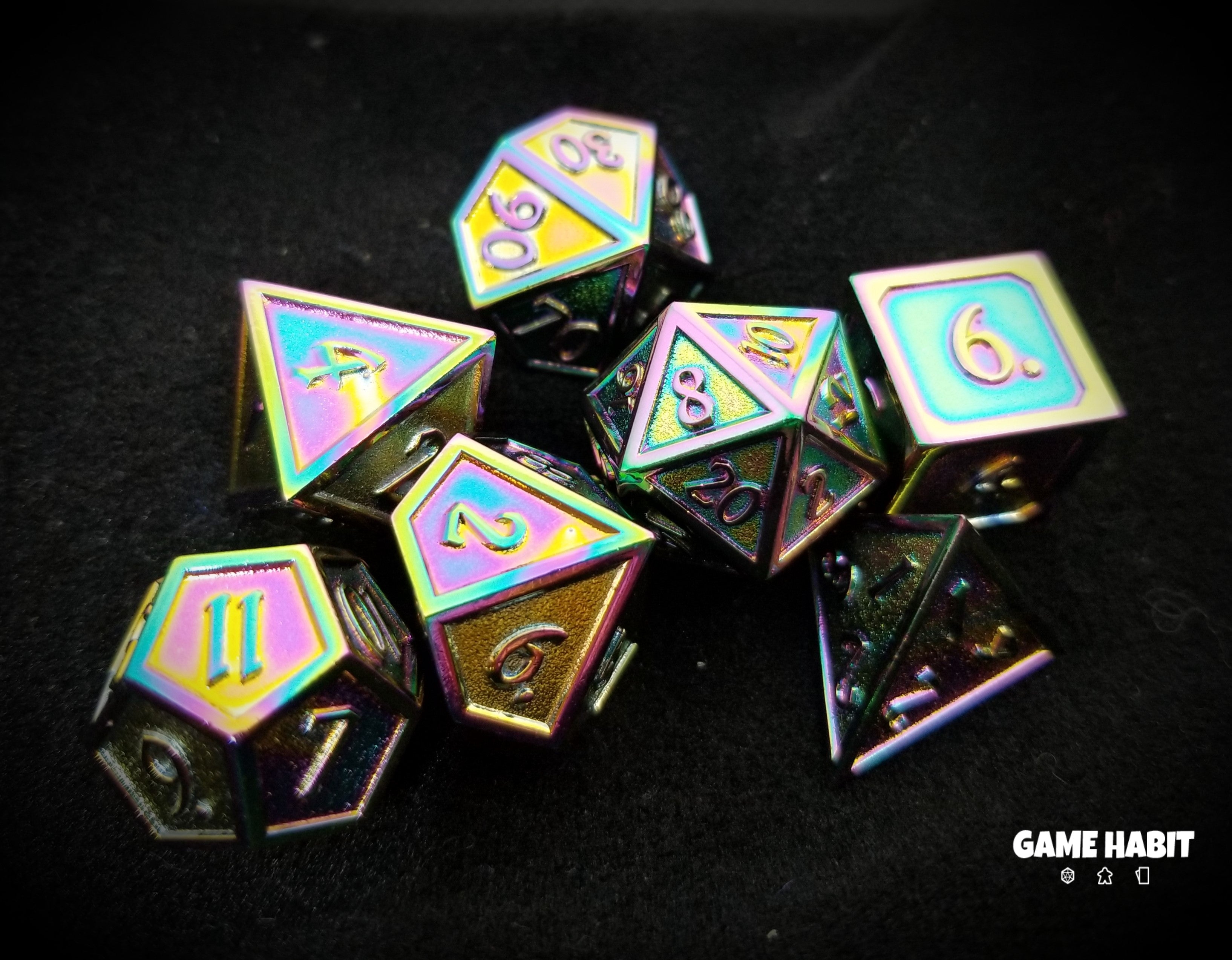 Game Habit Star Crossed Lovers Poly 7 Dice Set | Odin's Place