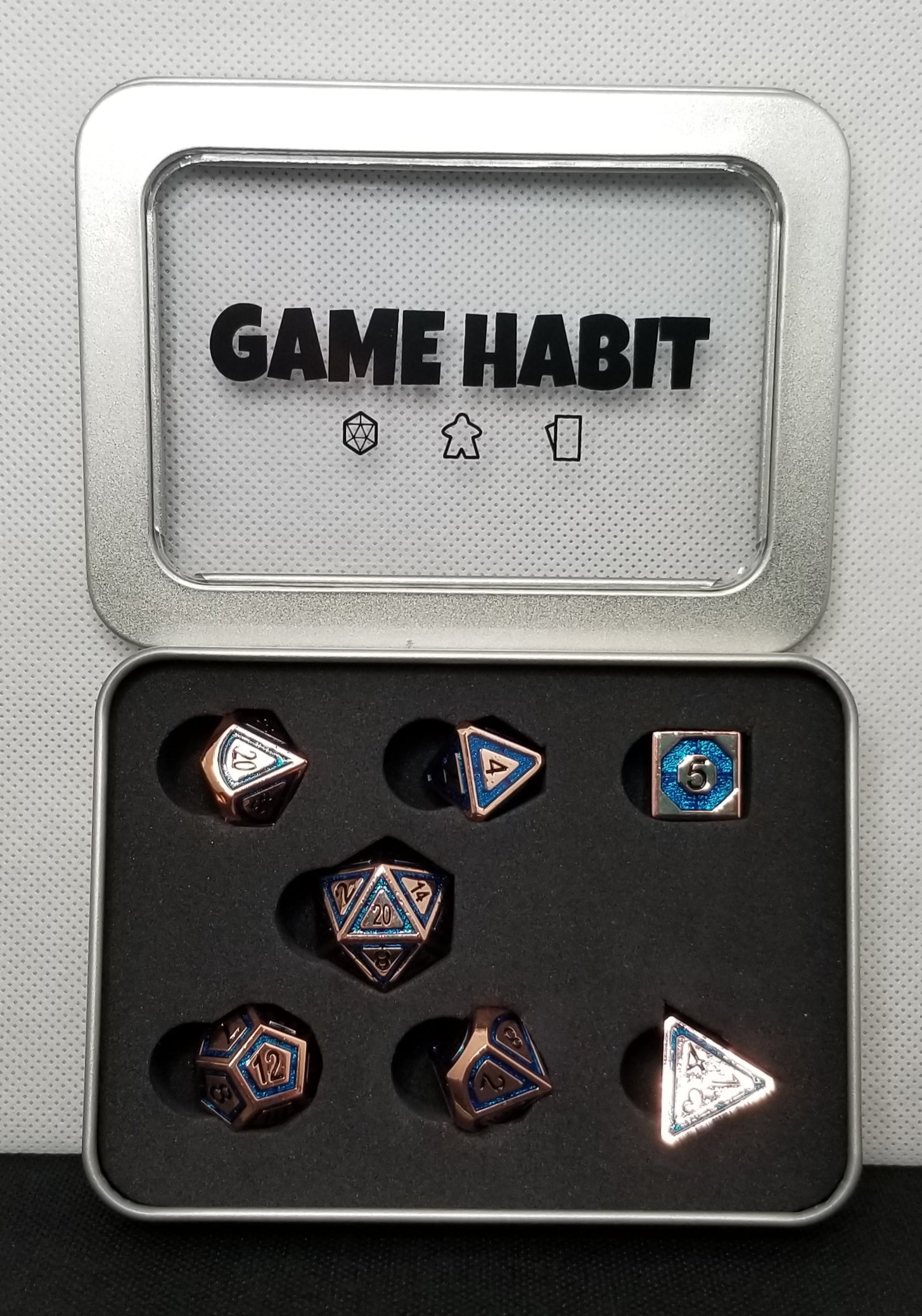 Game Habit Caged Lightning Poly 7 Dice Set | Odin's Place