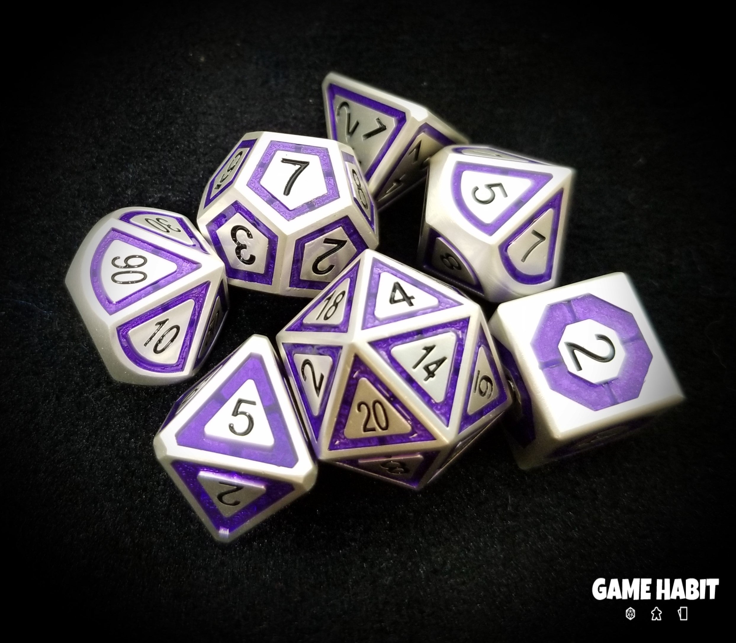 Game Habit Purple Rain Poly 7 Dice Set | Odin's Place