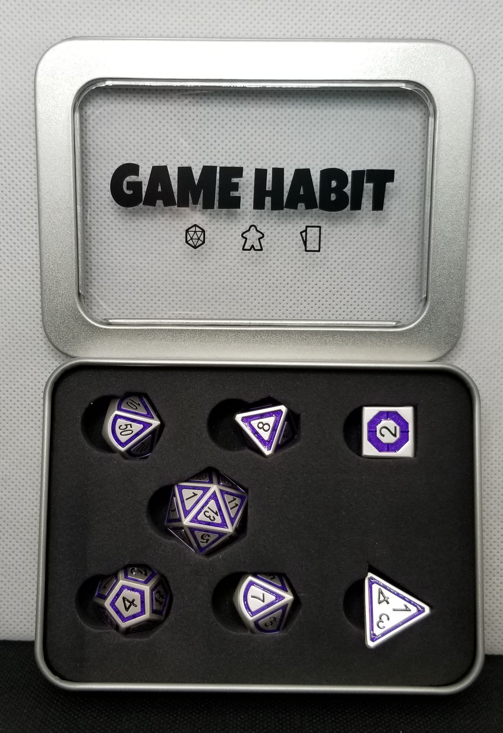 Game Habit Purple Rain Poly 7 Dice Set | Odin's Place