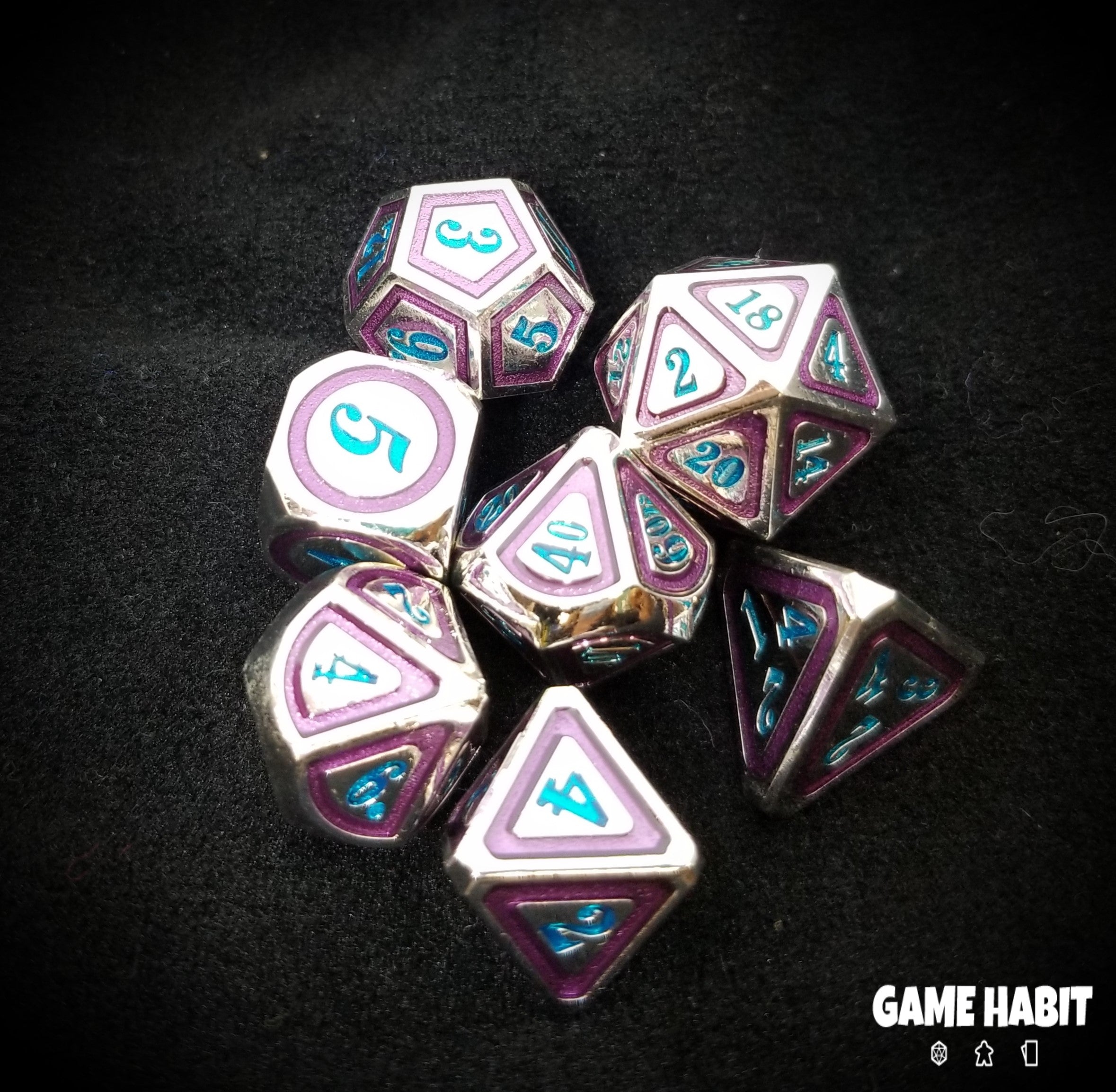 Game Habit Alien Tech Metal Poly 7 Dice Set | Odin's Place