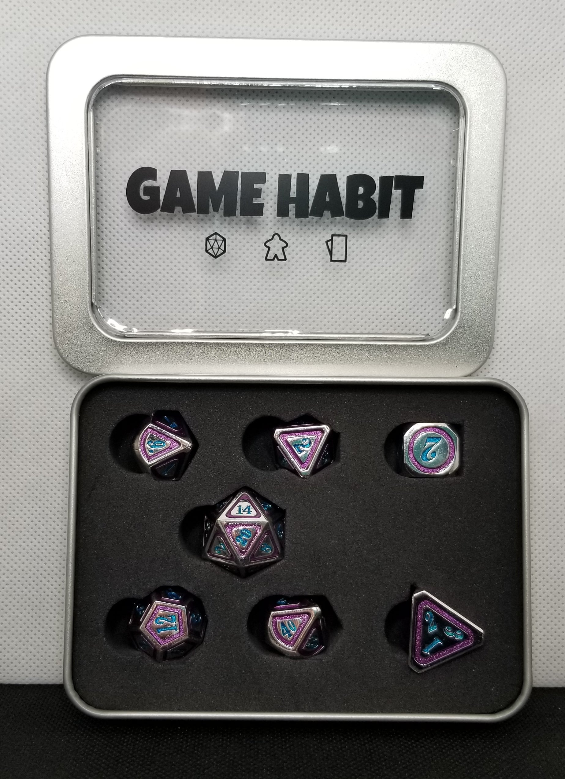 Game Habit Alien Tech Metal Poly 7 Dice Set | Odin's Place