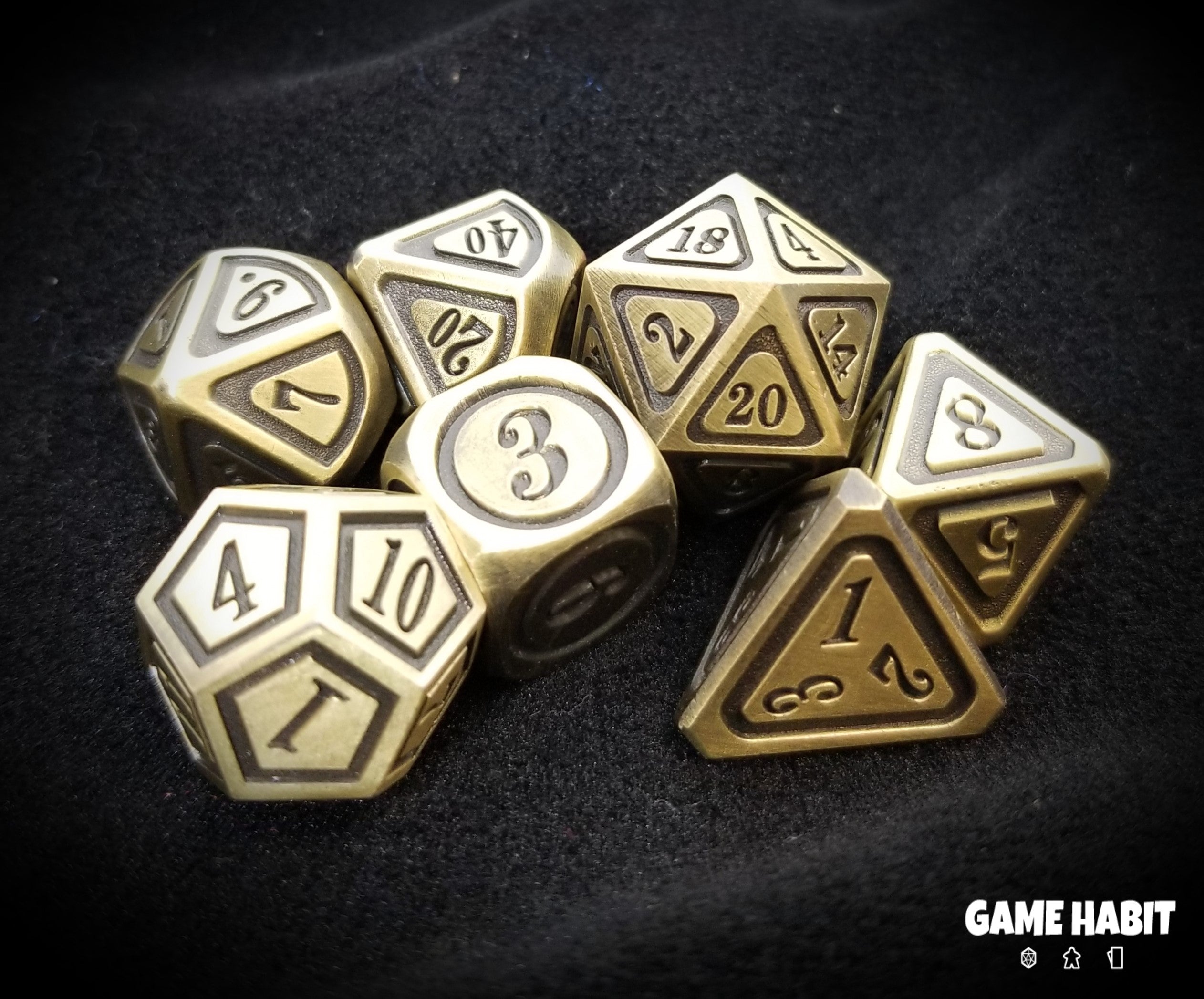 Game Habit Yellow Ledbetter Poly 7 Dice Set | Odin's Place