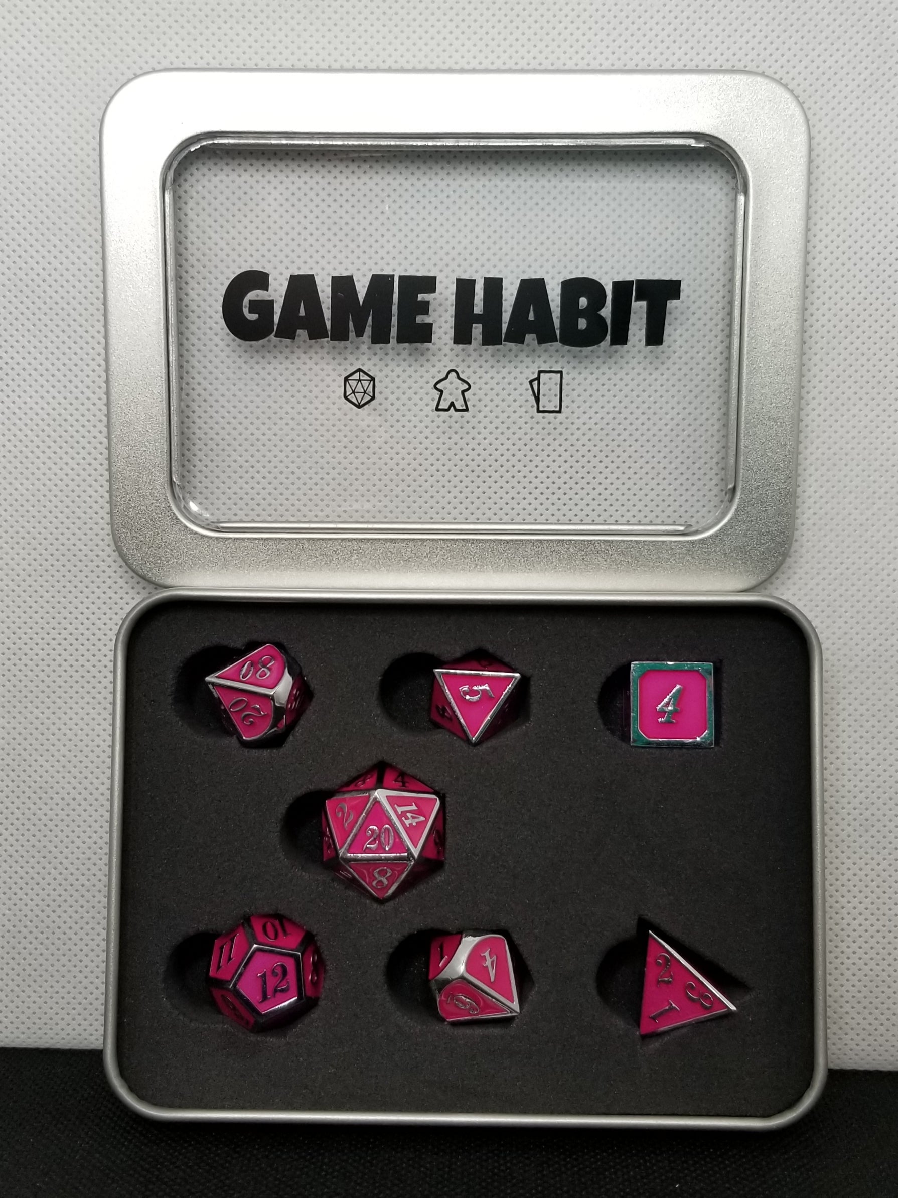 Game Habit On Wednesdays We Wear Pink Poly 7 Dice Set | Odin's Place