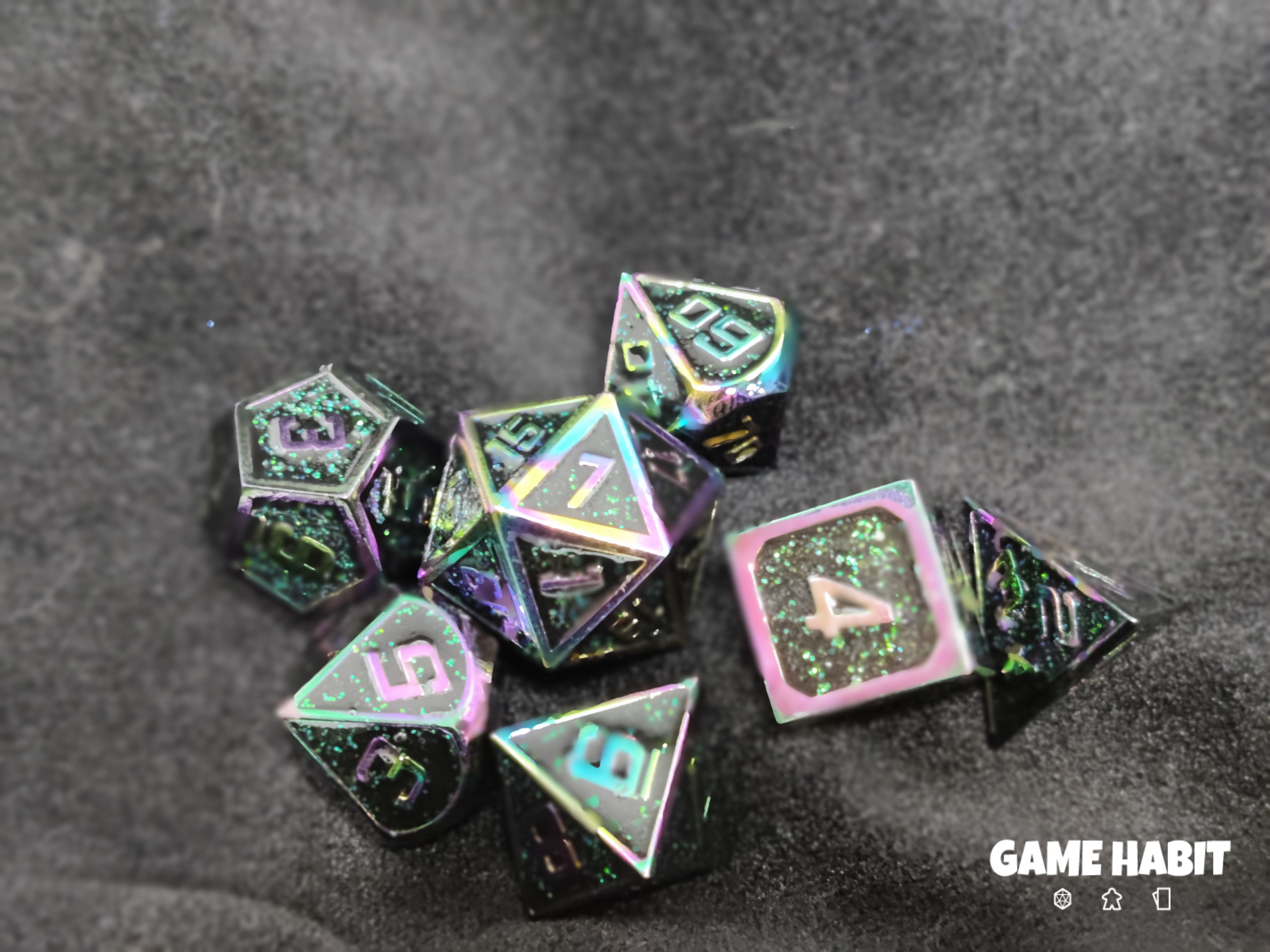 Game Habit Rainbow Cosmos Metal Poly 7 Dice Set | Odin's Place