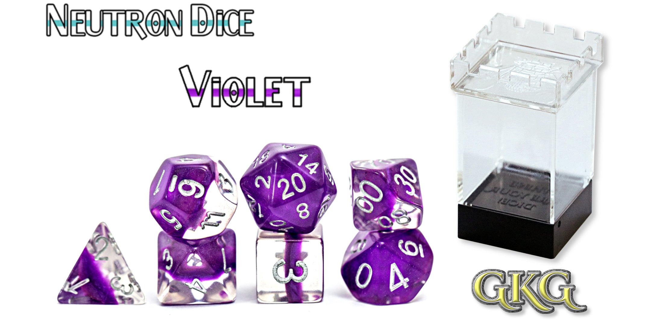 Halfsies Violet Purple Neutron Dice Poly 7 Set | Odin's Place