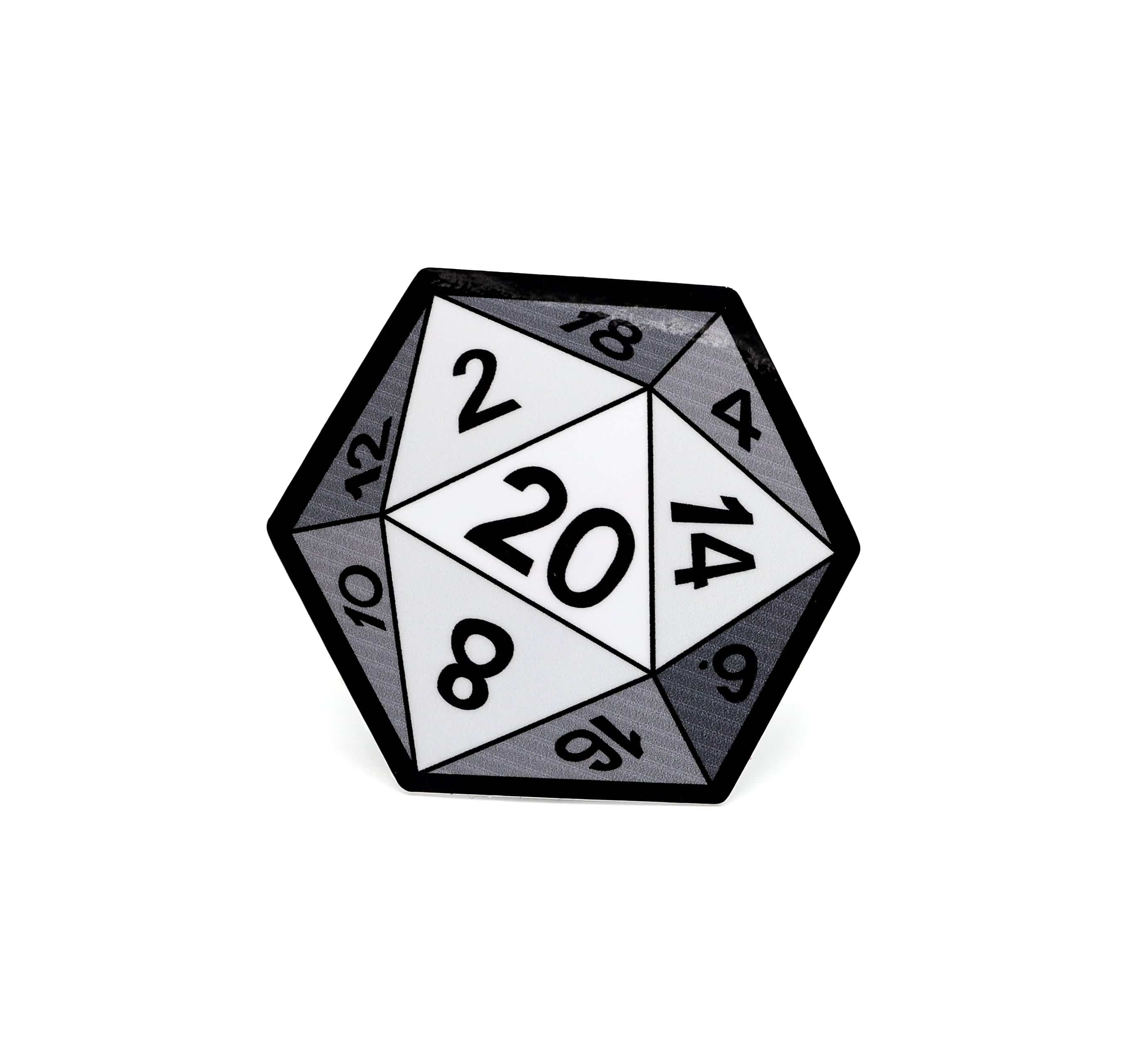 Foam Brain D20 Sticker White | Odin's Place