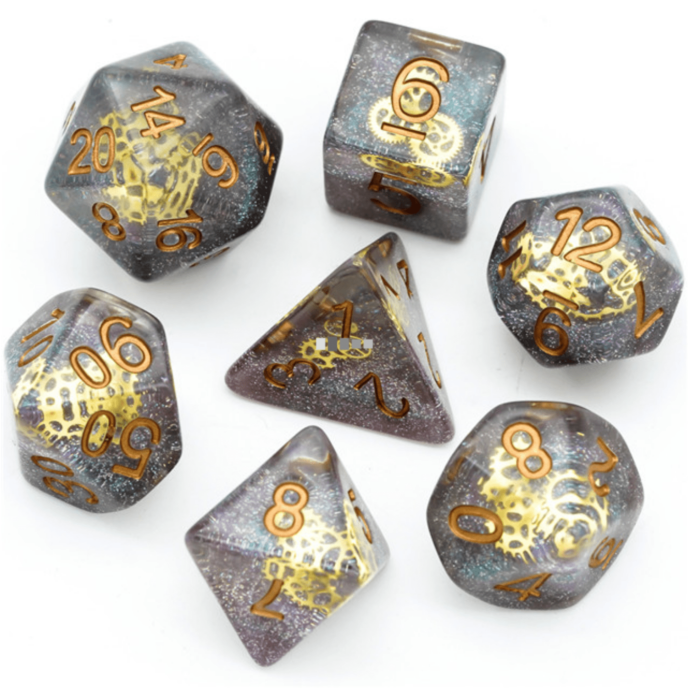 Foam Brain Glitter Gearwheel RPG Dice Set | Odin's Place