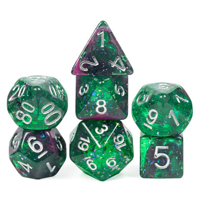 Foam Brain Glow in the Dark Tulip Poly 7 Dice Set | Odin's Place
