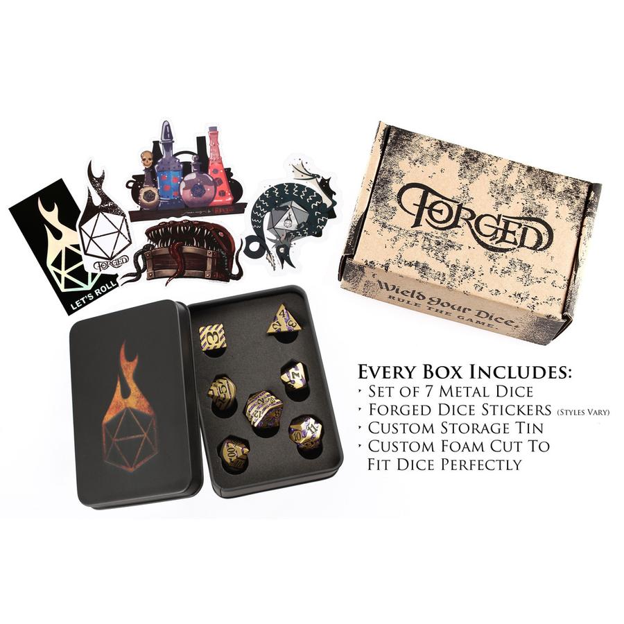 Forged Gaming Gnomish Riches Poly 7 Metal Dice Set | Odin's Place