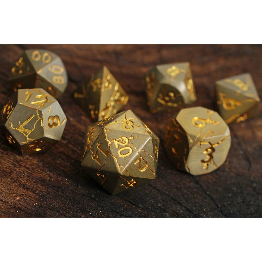 Forged Gaming Golden Storm Poly 7 Metal Dice Set | Odin's Place