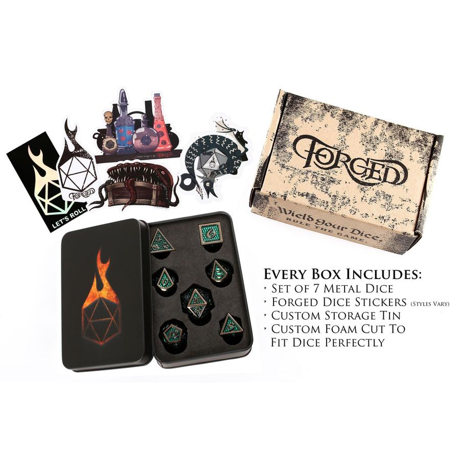 Forged Gaming Green Dragon Poly 7 Metal Dice Set | Odin's Place