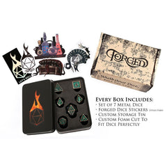 Forged Gaming Green Dragon Poly 7 Metal Dice Set | Odin's Place