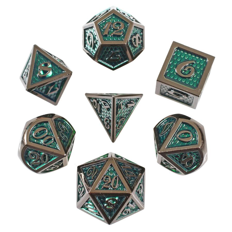 Forged Gaming Green Dragon Poly 7 Metal Dice Set | Odin's Place