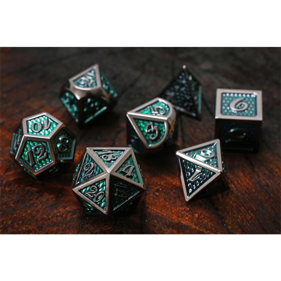 Forged Gaming Green Dragon Poly 7 Metal Dice Set | Odin's Place