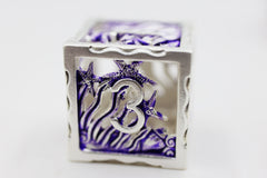 Foam Brain Hollow Seascape Silver and Purple Poly 7 Dice Set | Odin's Place