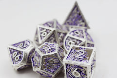 Foam Brain Hollow Seascape Silver and Purple Poly 7 Dice Set | Odin's Place