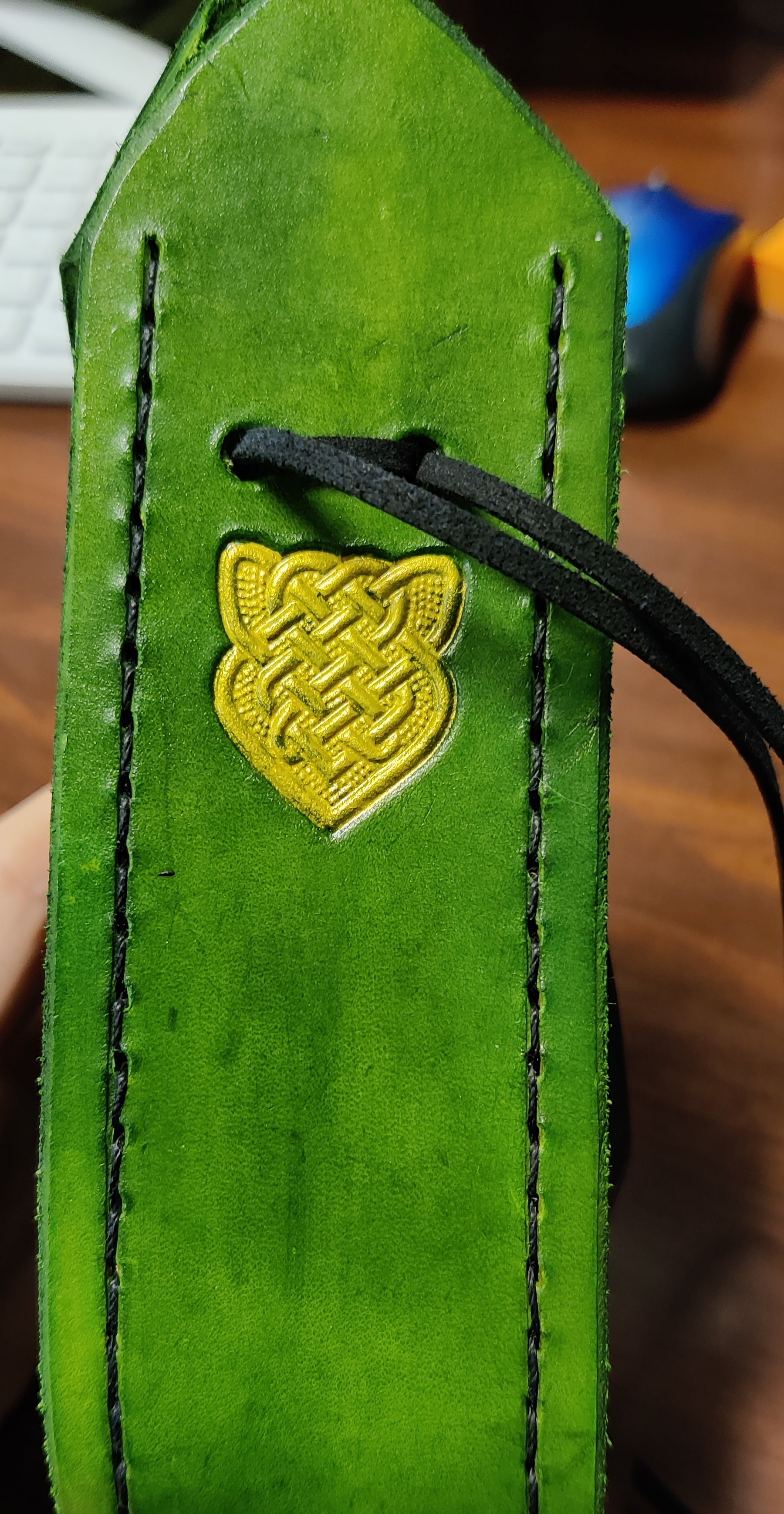 Handmade Green and Black Leather Dice Pouch | Odin's Place