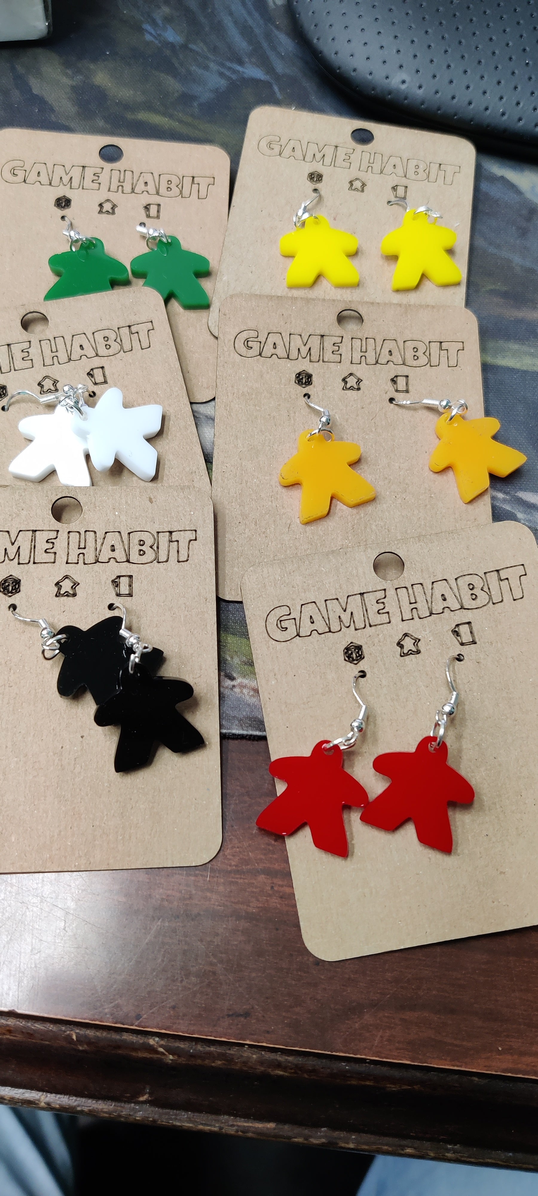 Game Habit Meeple Dangle Earrings - Assorted Colors | Odin's Place
