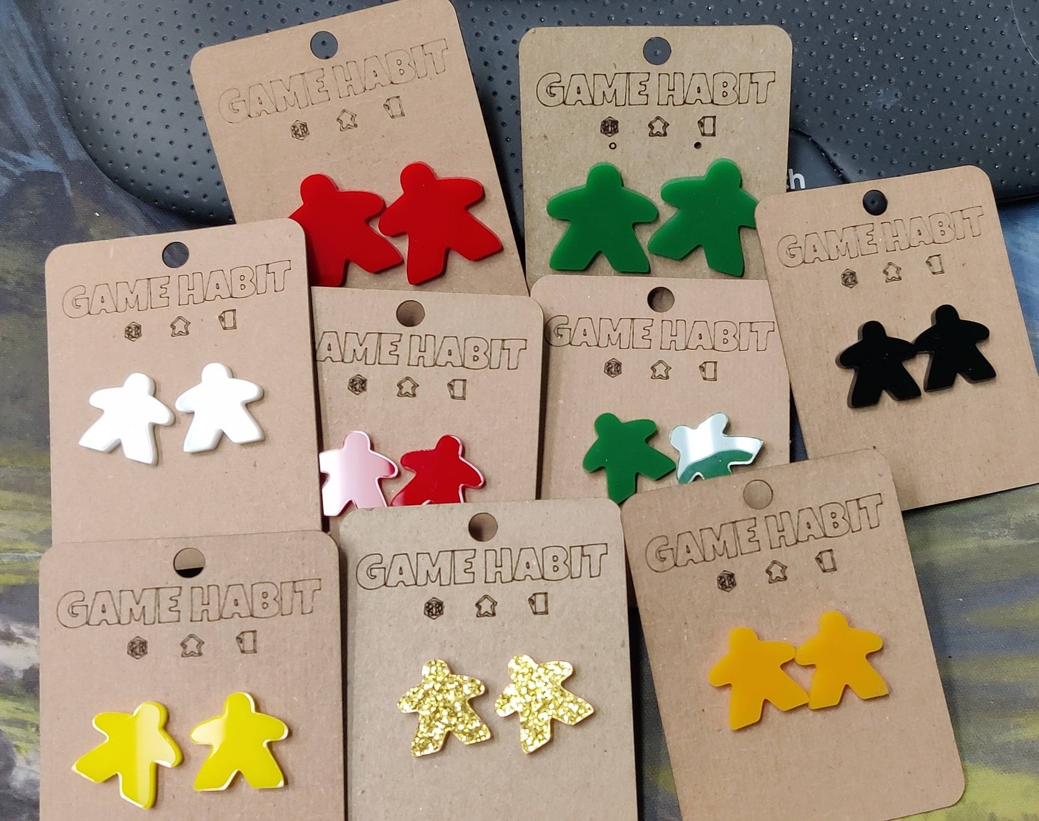 Game Habit Meeple Post Earrings - Assorted Colors | Odin's Place