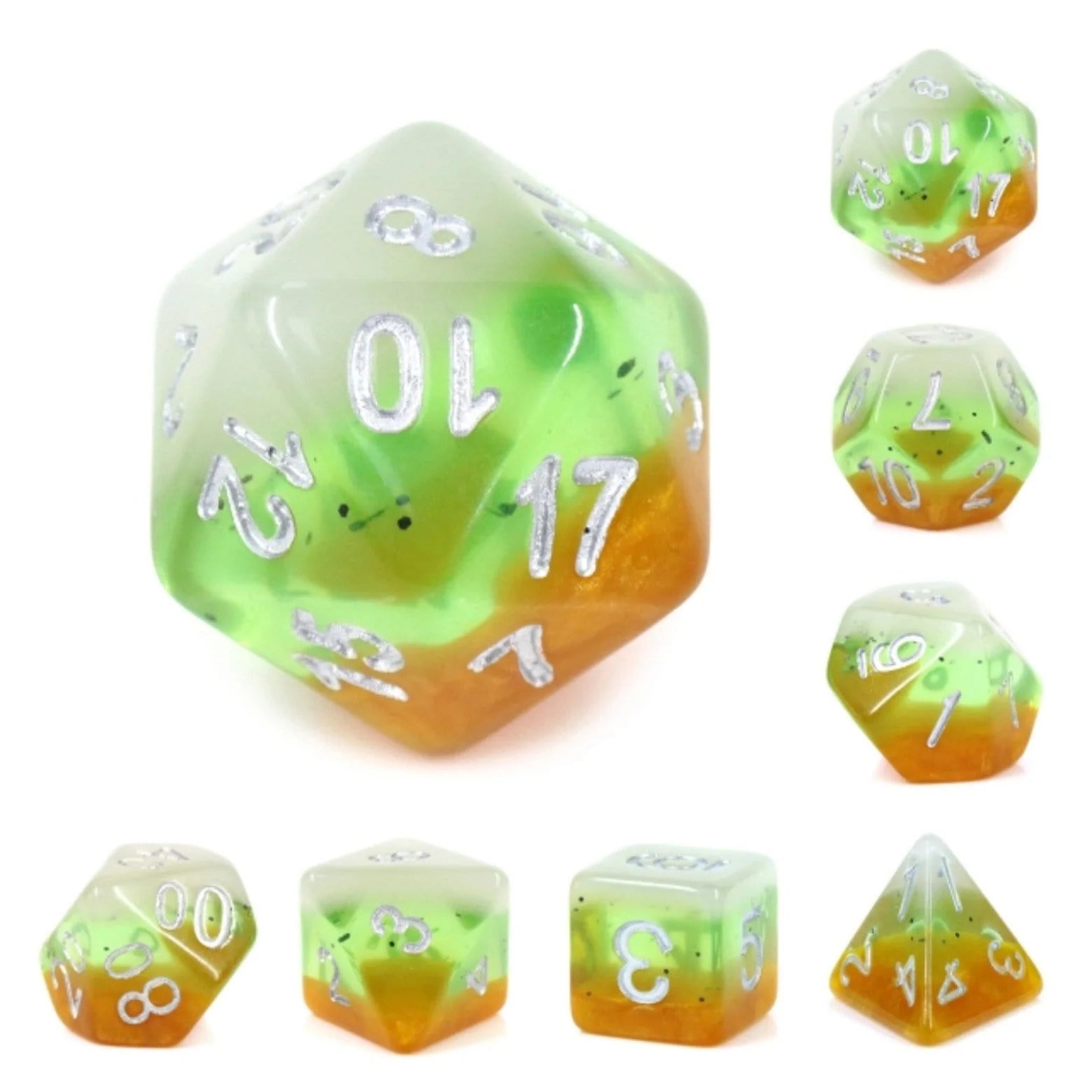 Foam Brain Kiwi Fruit Poly 7 Dice Set | Odin's Place