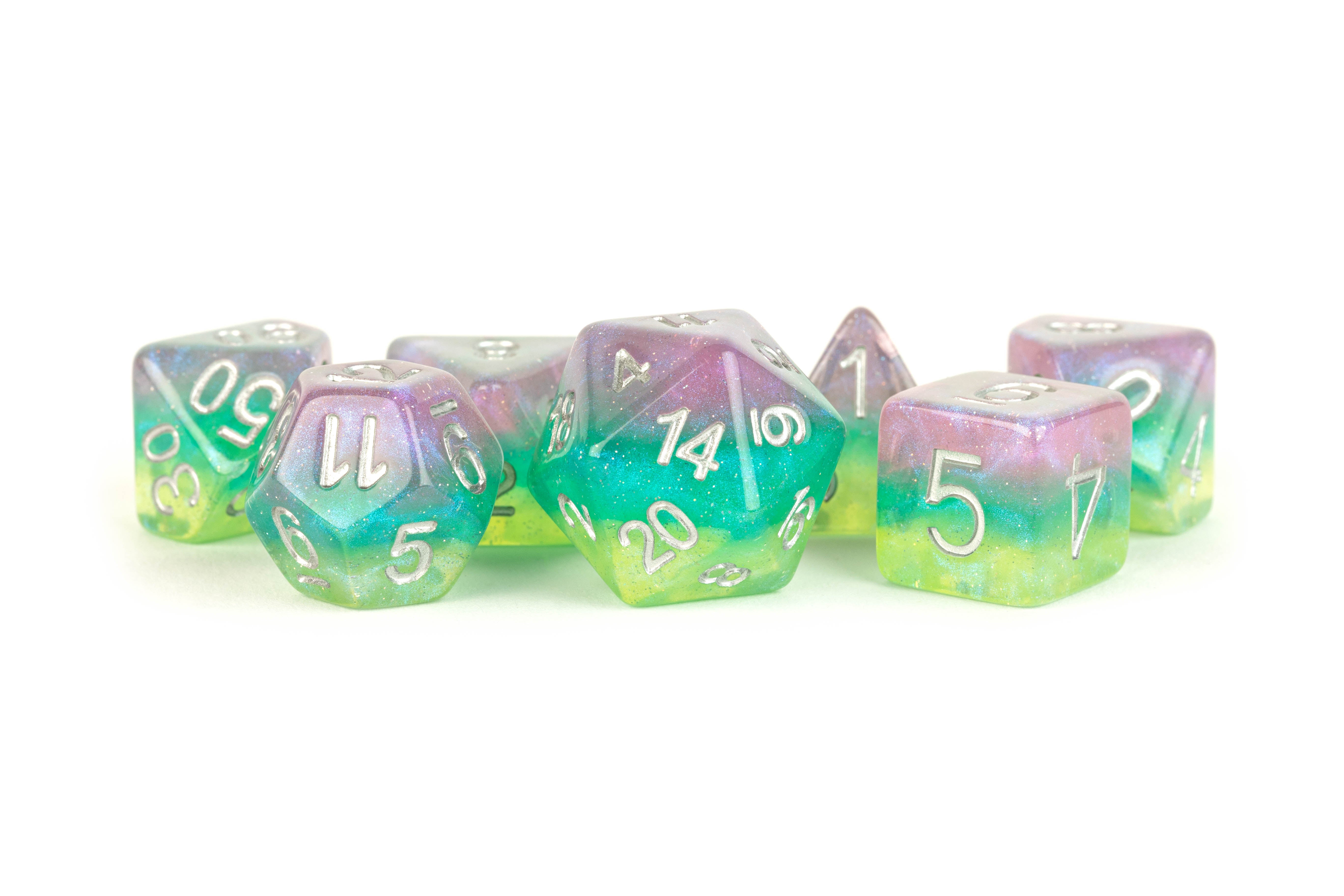 MDG 16mm Resin Poly Dice Set: Layered Stardust Radiance (7) | Odin's Place