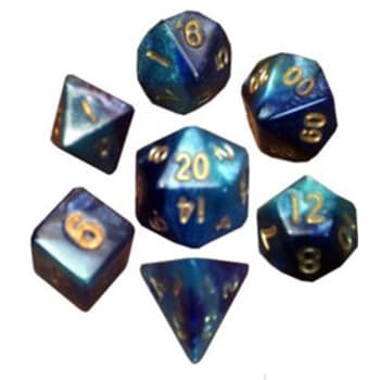 MDG Mini Blue and Light Blue with Gold Poly 7 set | Odin's Place