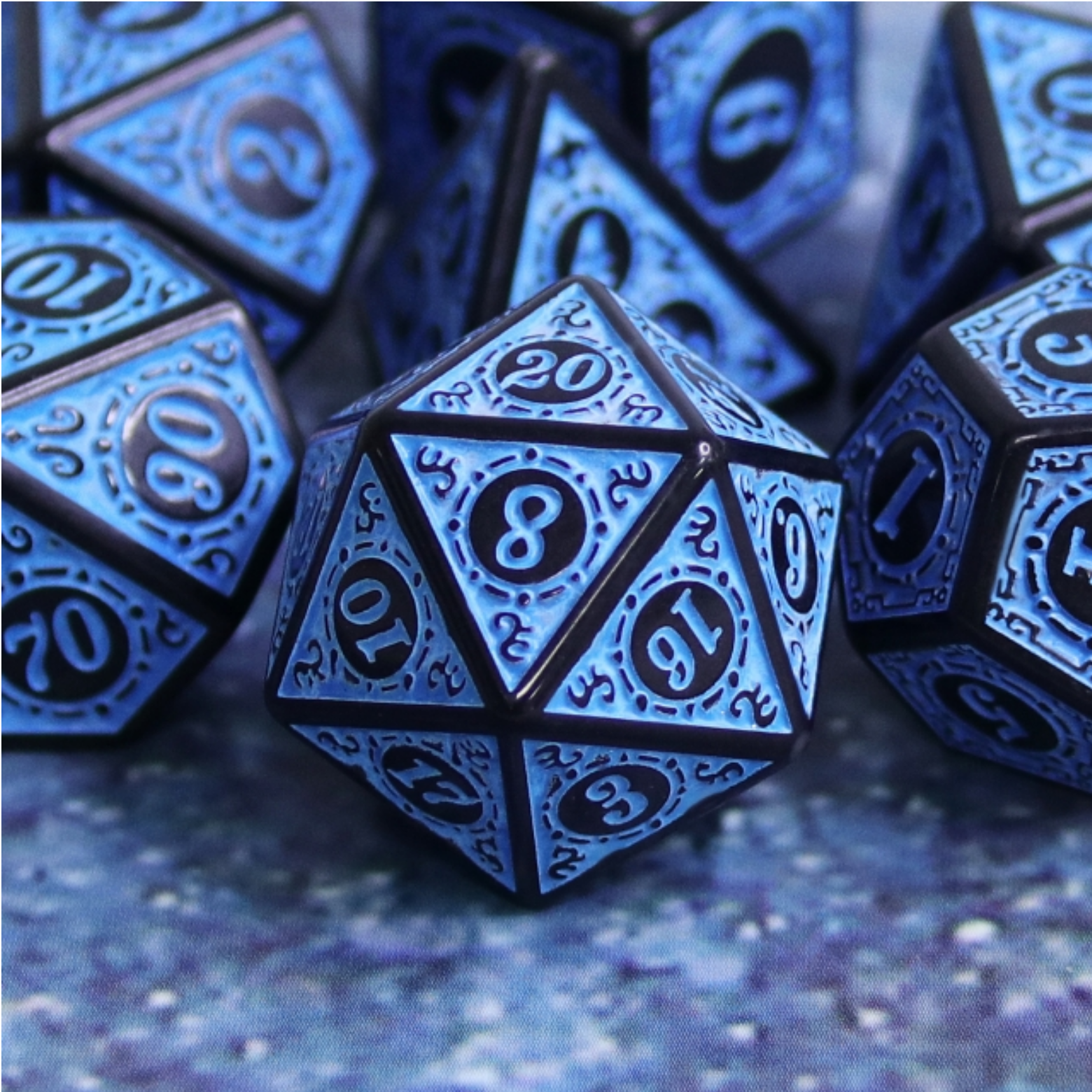 Foam Brain Magic Flame - Blue Poly 7 Dice Set | Odin's Place