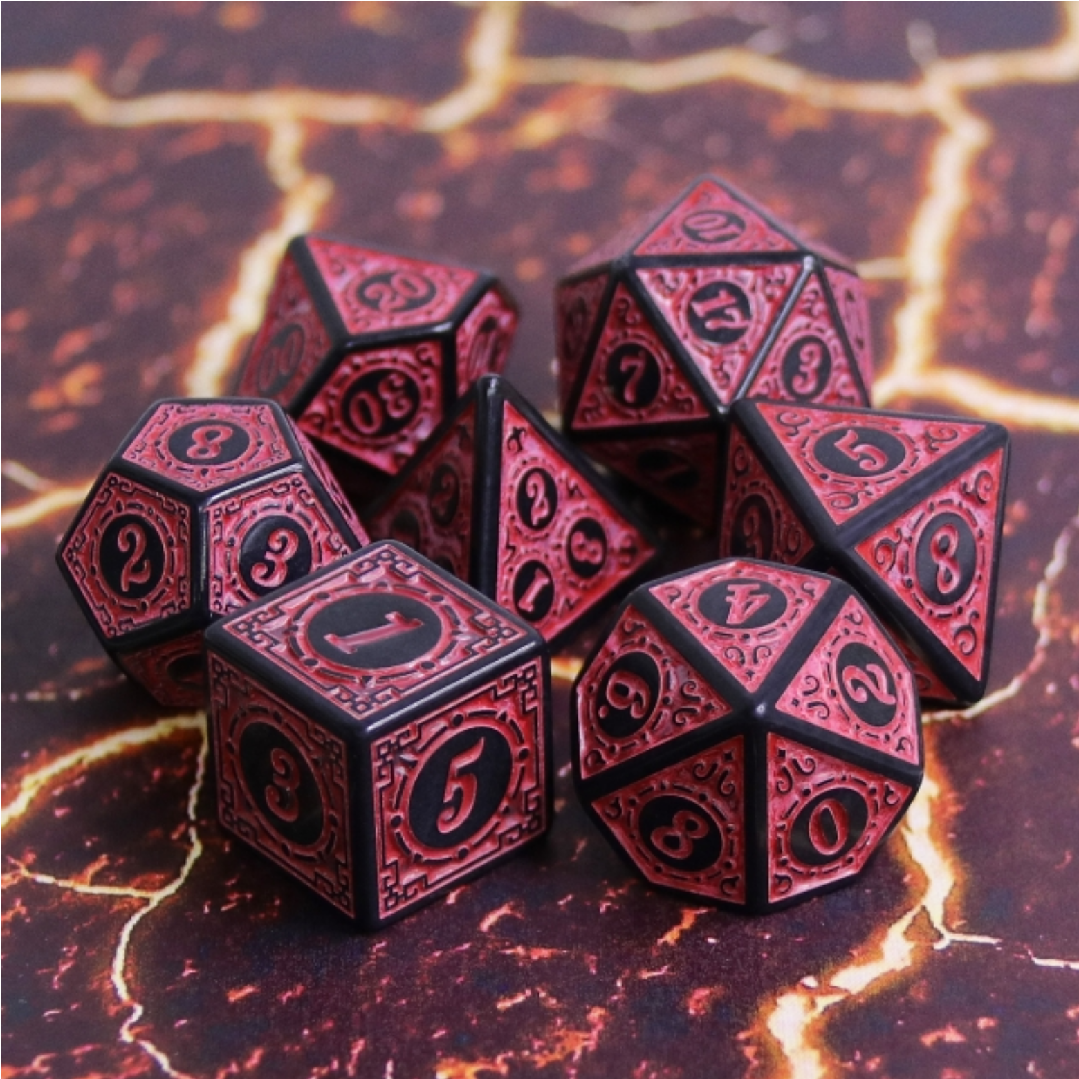 Foam Brain Magic Flame - Red Poly 7 Dice Set | Odin's Place