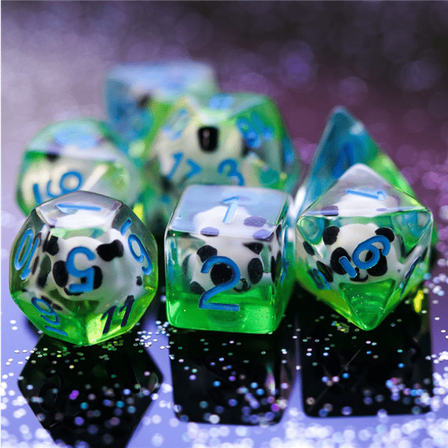 Foam Brain Panda Poly 7 RPG Dice Set | Odin's Place