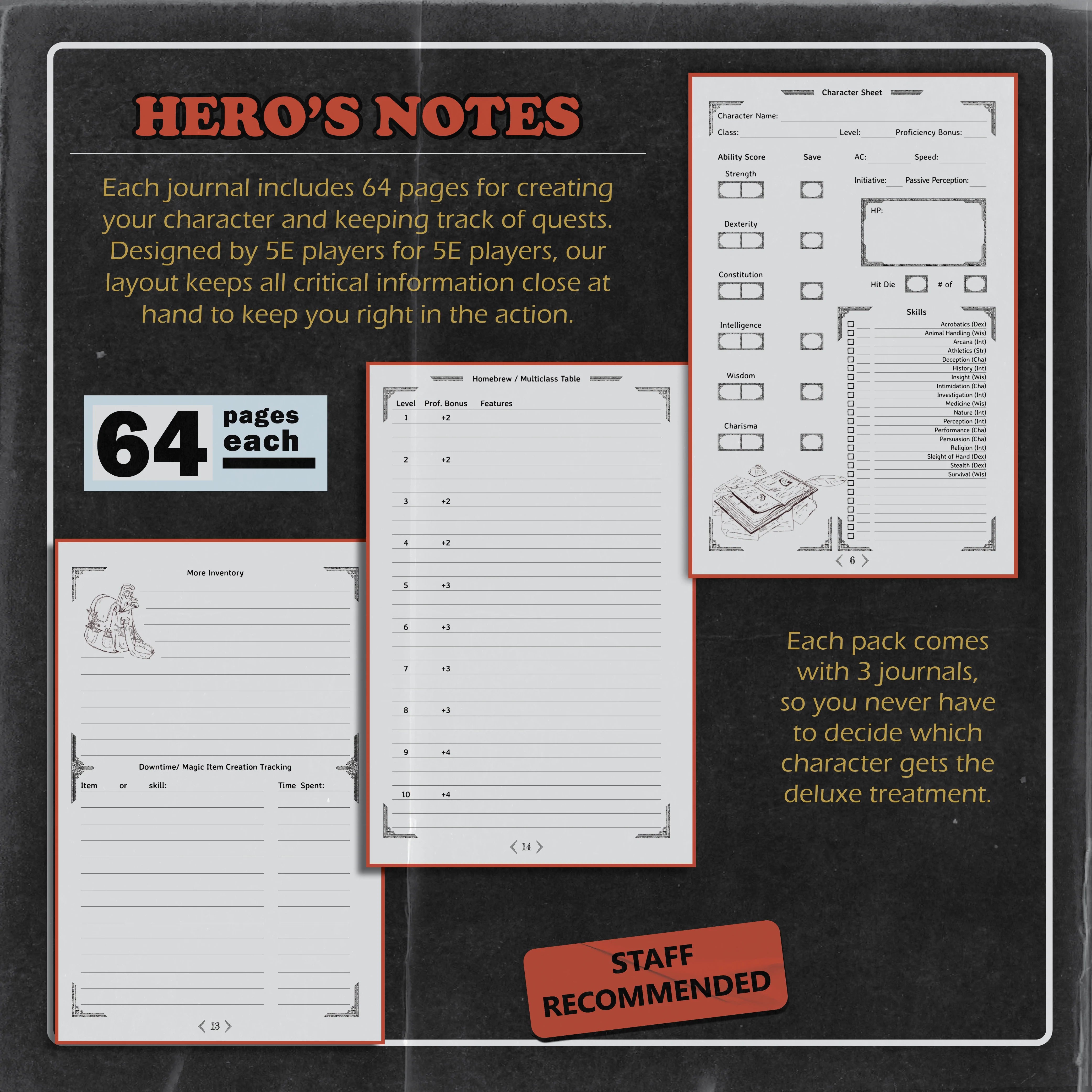 1985 Games Player's Journal 3-pack black | Odin's Place