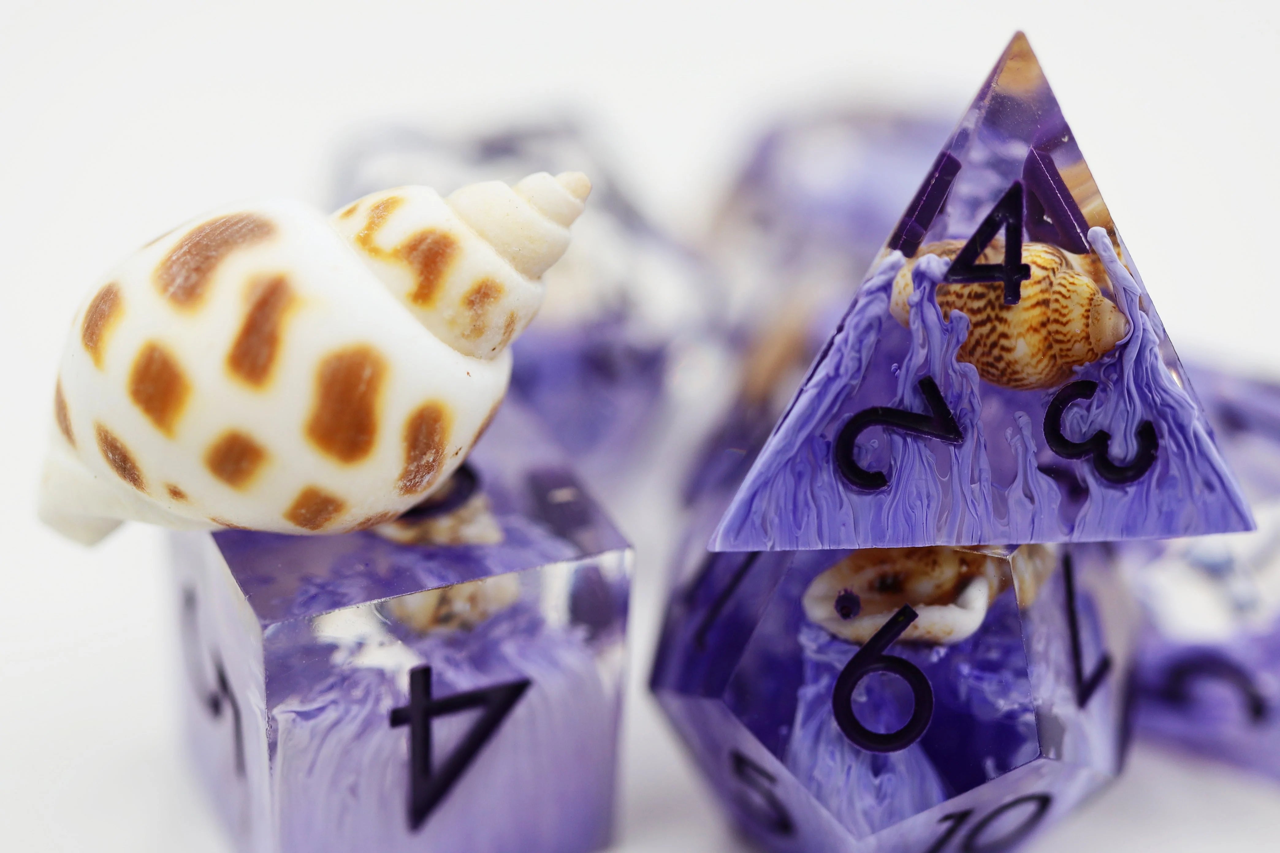 Foam Brain Poly 7 Dice Set: Hand-Polished Sharp-Edge Purple Coral | Odin's Place