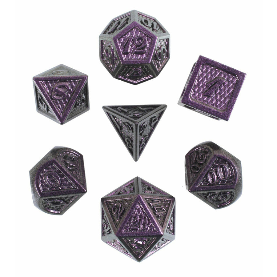 Forged Gaming Purple Poison Poly 7 Metal Dice Set | Odin's Place