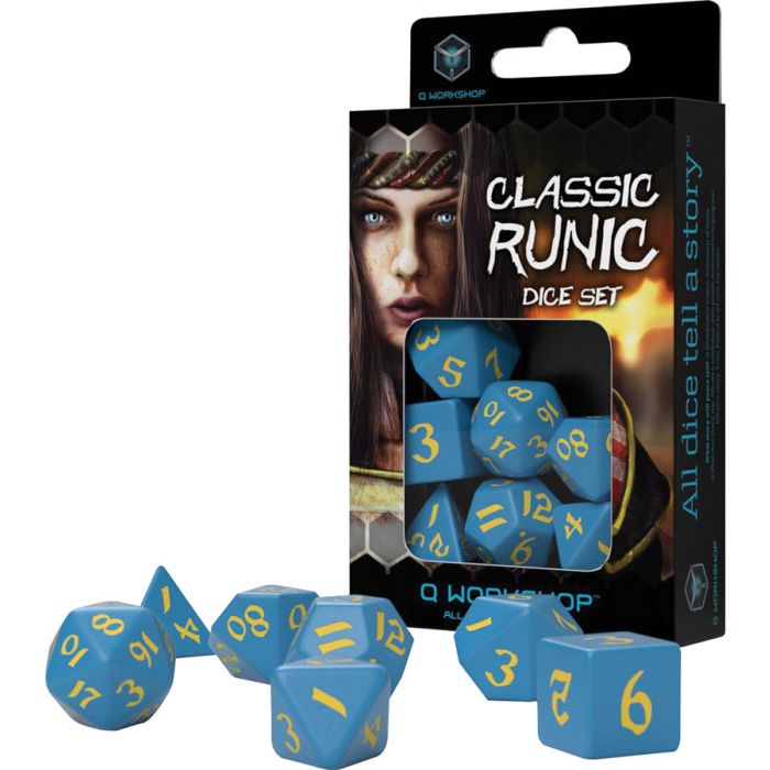 Q Workshop Runic Blue and Yellow Poly 7 Set | Odin's Place