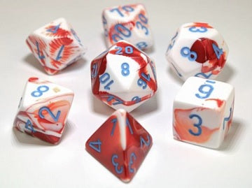 Chessex Lab Dice 3 Gemini: Poly Red/White/Blue | Odin's Place