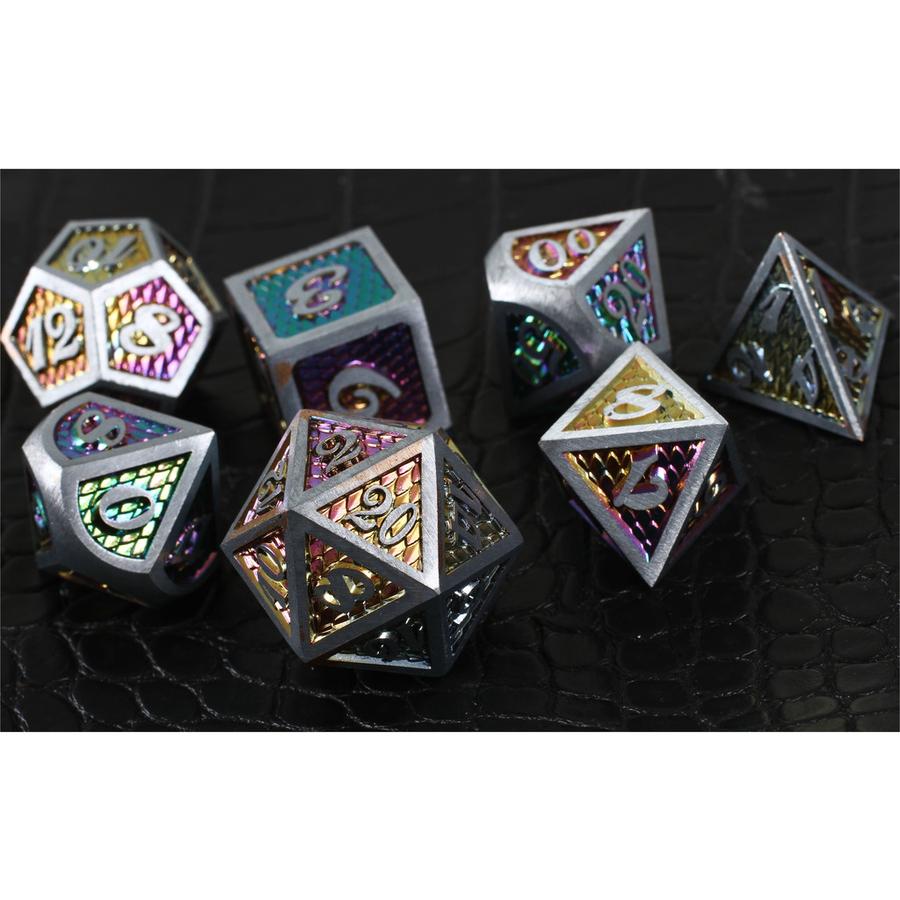 Forged Gaming: Rainbow Dragon Set of 7 Metal Dice | Odin's Place
