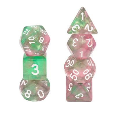 Foam Brain Glow in the Dark Rrbirth Poly 7 Dice Set | Odin's Place