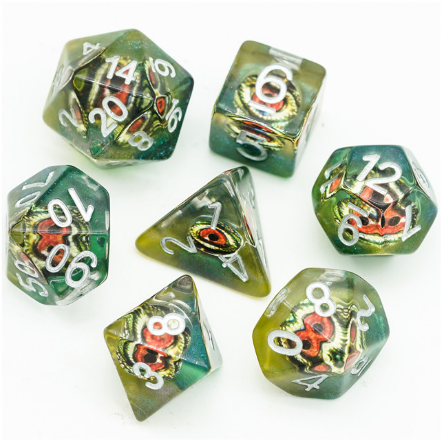Foam Brain Reptilian Eye RPG Dice Set | Odin's Place