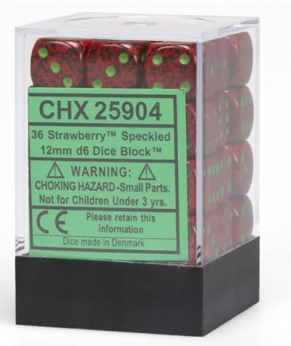 Chessex Strawberry 12mm D6 Dice Block (36) | Odin's Place
