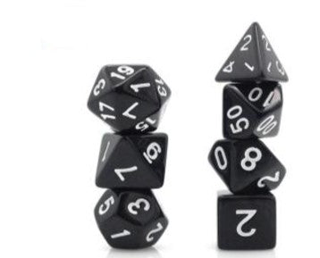 Game Habit Cold Black Heart Poly 7 Dice Set | Odin's Place