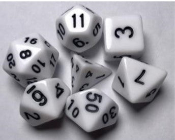 Game Habit Pure White Snow Poly 7 Dice Set | Odin's Place
