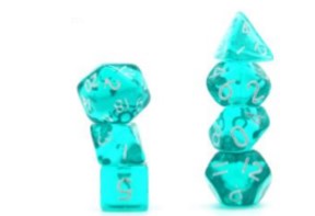 Game Habit Turquoise Raindrops Mini Poly 7 Dice Set | Odin's Place