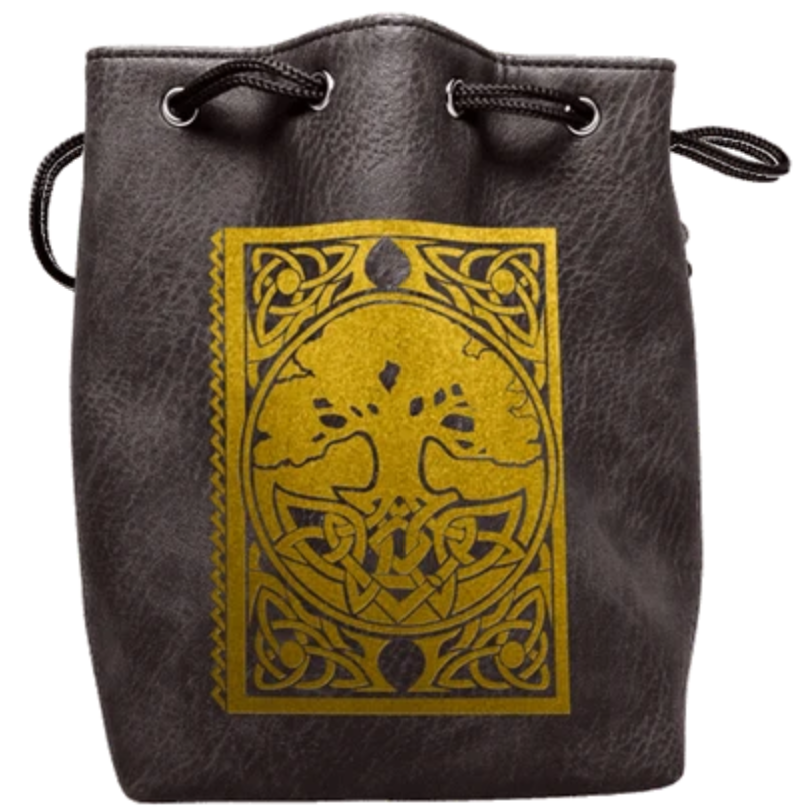 Easy Roller Black Leather Lite Spell Book Design Self-Standing Large Dice Bag | Odin's Place