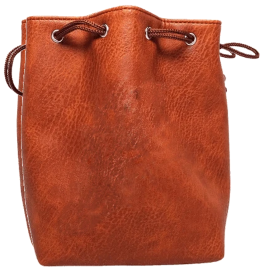 Easy Roller Brown Leather Lite Self-Standing Large Dice Bag - No Print Design | Odin's Place