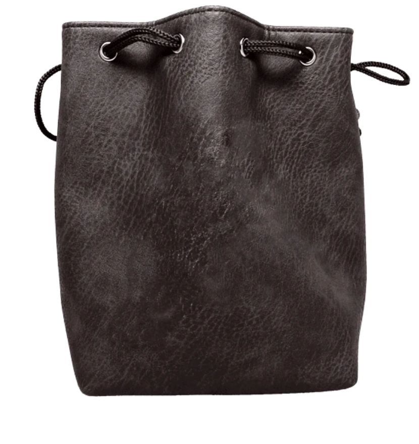 Easy Roller Black Leather Lite Self-Standing Large Dice Bag - No Print Design | Odin's Place