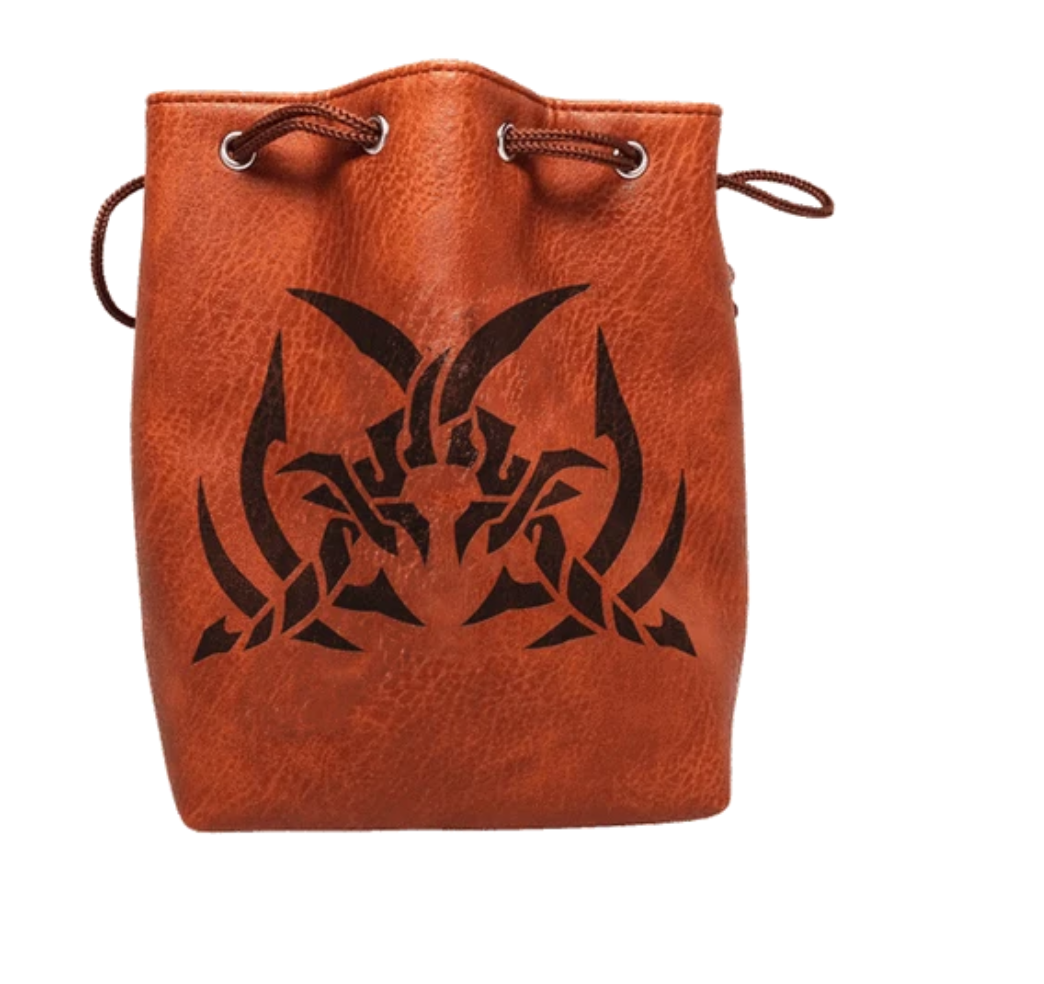 Easy Roller Brown Leather Lite Assassin's Blades Design Self-Standing Large Dice Bag | Odin's Place