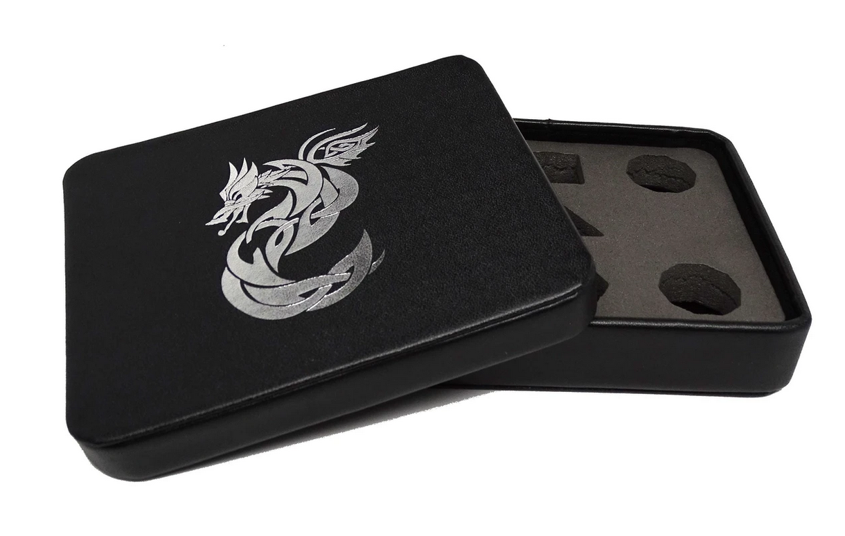 Easy Roller Dice Display and Storage Case - Silver Celtic Knot Dragon Design | Odin's Place
