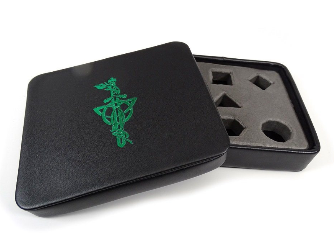 Easy Roller Dice Display and Storage Case - Green Dagger Design | Odin's Place