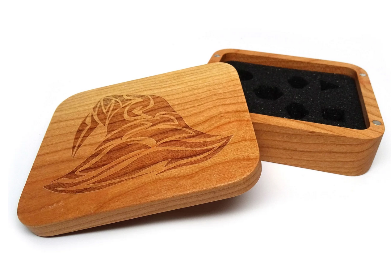 Easy Roller Cherry Wood Dice Case - Wizard Hat Design | Odin's Place